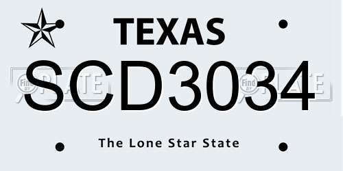 SCD3034 Texas License Plate