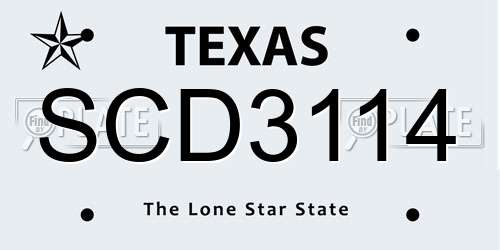 SCD3114 Texas License Plate
