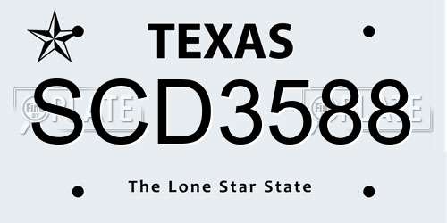 SCD3588 Texas License Plate