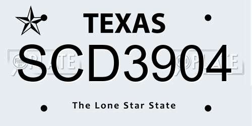 SCD3904 Texas License Plate
