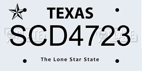 SCD4723 Texas License Plate