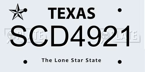 SCD4921 Texas License Plate