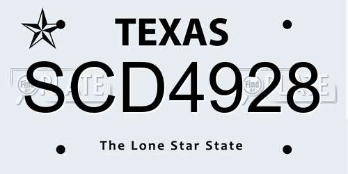 SCD4928 Texas License Plate