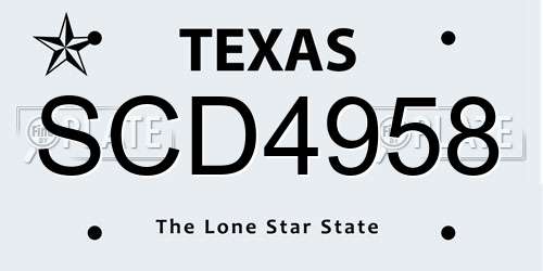 SCD4958 Texas License Plate