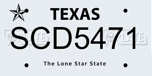 SCD5471 Texas License Plate
