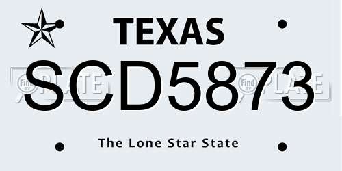 SCD5873 Texas License Plate