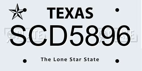 SCD5896 Texas License Plate
