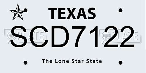 SCD7122 Texas License Plate