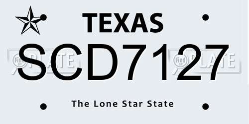 SCD7127 Texas License Plate