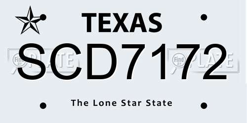 SCD7172 Texas License Plate