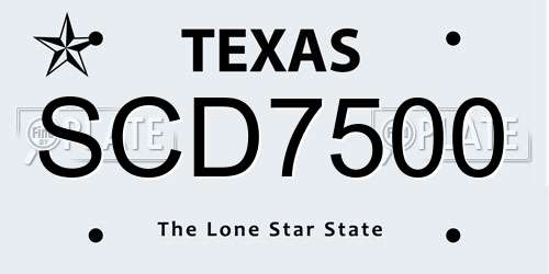 SCD7500 Texas License Plate