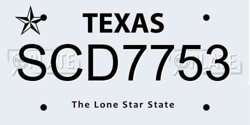 SCD7753 Texas License Plate