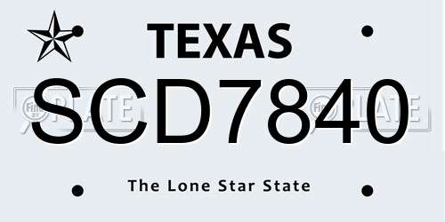SCD7840 Texas License Plate