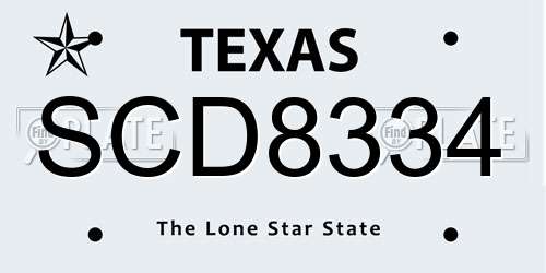 SCD8334 Texas License Plate