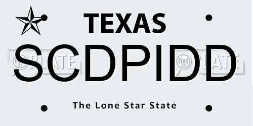SCDPIDD Texas License Plate