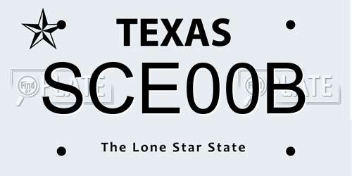 SCE00B Texas License Plate