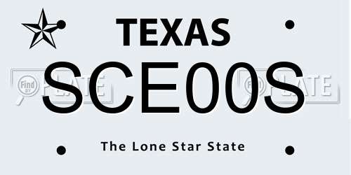 SCE00S Texas License Plate
