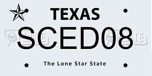 SCED08 Texas License Plate