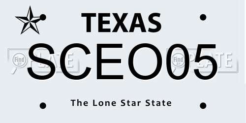 SCEO05 Texas License Plate