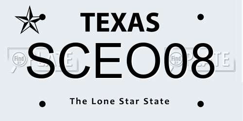 SCEO08 Texas License Plate