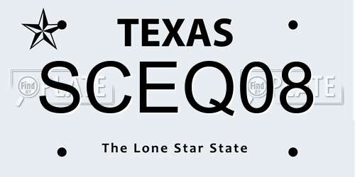 SCEQ08 Texas License Plate