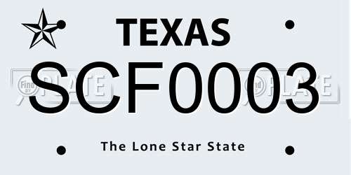 SCF0003 Texas License Plate