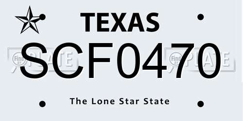 SCF0470 Texas License Plate