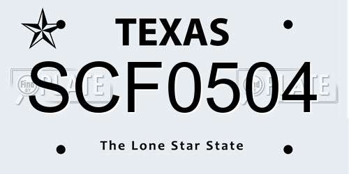 SCF0504 Texas License Plate