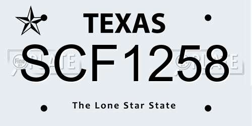 SCF1258 Texas License Plate
