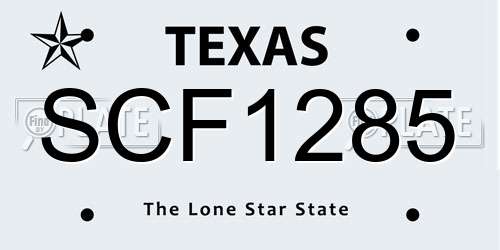 SCF1285 Texas License Plate