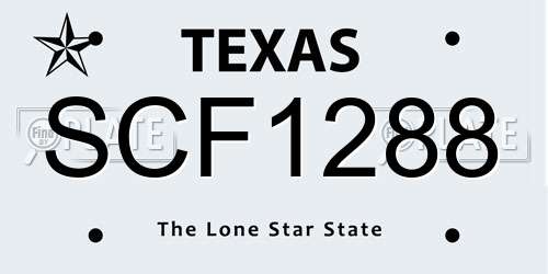 SCF1288 Texas License Plate