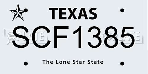 SCF1385 Texas License Plate