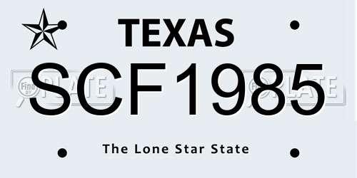 SCF1985 Texas License Plate