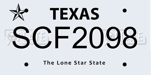 SCF2098 Texas License Plate
