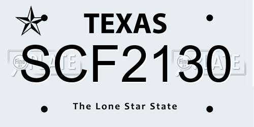SCF2130 Texas License Plate