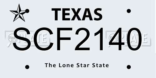 SCF2140 Texas License Plate
