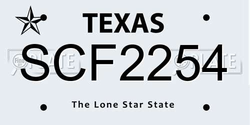 SCF2254 Texas License Plate