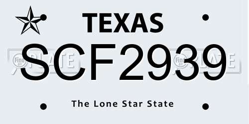 SCF2939 Texas License Plate