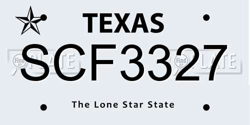 SCF3327 Texas License Plate