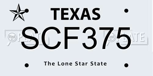 SCF375 Texas License Plate