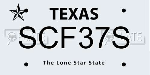 SCF37S Texas License Plate