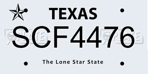 SCF4476 Texas License Plate