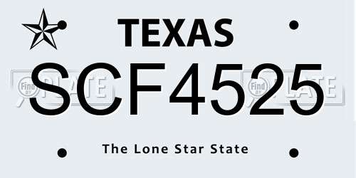 SCF4525 Texas License Plate