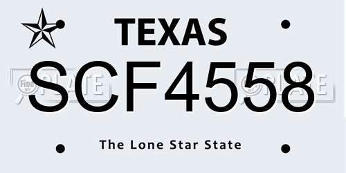 SCF4558 Texas License Plate
