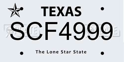 SCF4999 Texas License Plate