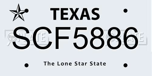 SCF5886 Texas License Plate