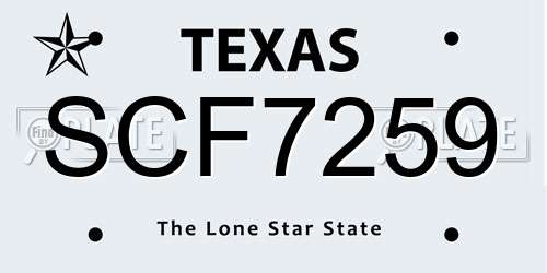 SCF7259 Texas License Plate