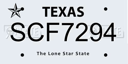 SCF7294 Texas License Plate