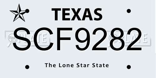 SCF9282 Texas License Plate