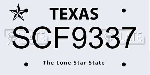 SCF9337 Texas License Plate
